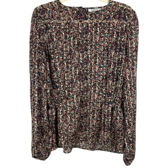 MSCH Copenhagen Kaline Floral Long Sleeve Side Smocked Blouse Size XL - Picture 1 of 10
